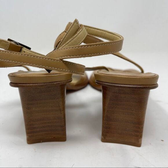 Banana Republic Sandals Tan Ankle Strap Square Toe Leather Women's 8.5 - Picture 6 of 10